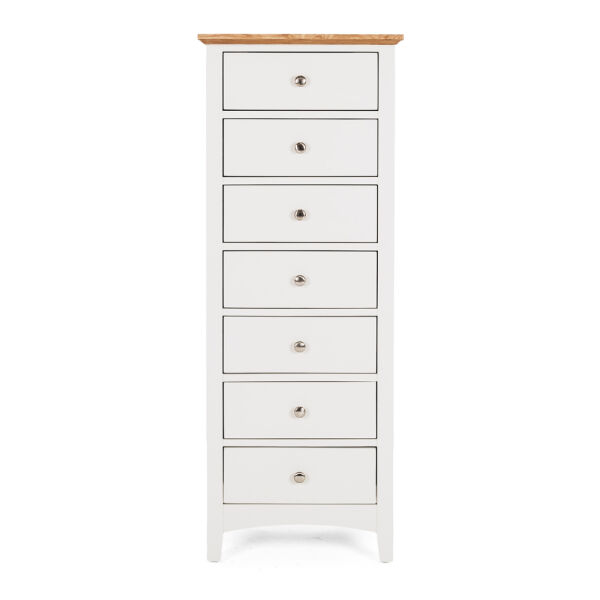 Jessica 7 Drawer Tallboy - Oak Top