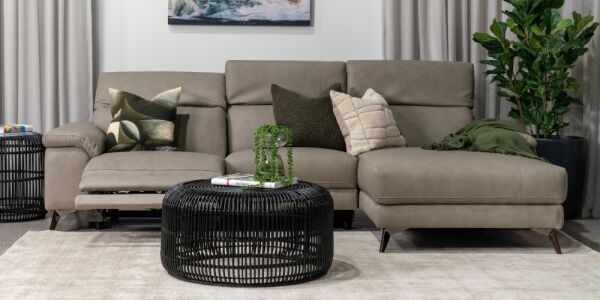 Tate 3 Seater Chaise with Power Recliner & Headrest